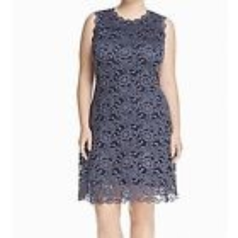 JUNAROSE NEW GRAY FLORAL LACE SCALLOPS DRESS